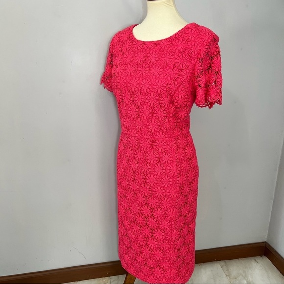 NWT Talbots Pink Midi Floral Lace Fitted Preppy Day Dress Brunch Shower Career - Picture 8 of 15
